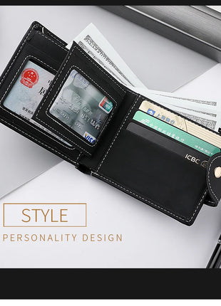Cartera para hombre, cartera corta para hombre, moda juvenil, personalidad, cuero Pu, tarjetero, tarjetero, cartera plegable