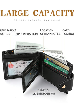 Cartera para hombre, cartera corta para hombre, moda juvenil, personalidad, cuero Pu, tarjetero, tarjetero, cartera plegable