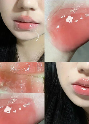 Lápiz labial hidratante, resistente al agua, esmalte de labios de gelatina, espejo de agua, brillo de labios en forma de corazón, taza antiadherente, cosmético coreano