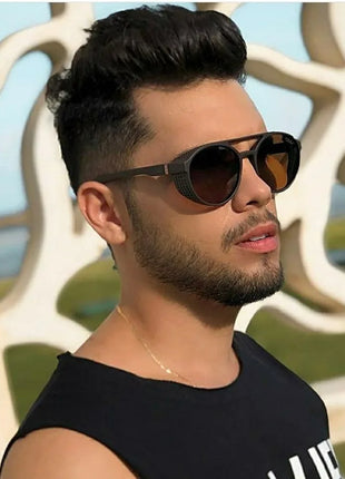 2024 gafas de sol clásicas de estilo Steampunk para hombres y mujeres, gafas de sol redondas Retro de diseñador de marca, gafas para pescar al aire libre UV400