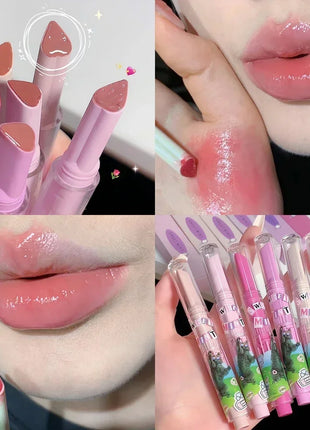 Lápiz labial hidratante, resistente al agua, esmalte de labios de gelatina, espejo de agua, brillo de labios en forma de corazón, taza antiadherente, cosmético coreano