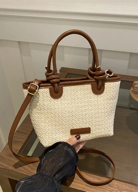 Nuevos bolsos cruzados tejidos de paja para mujer, bolsos de hombro tipo Bombonera para vacaciones de verano, bolsos de playa para verano