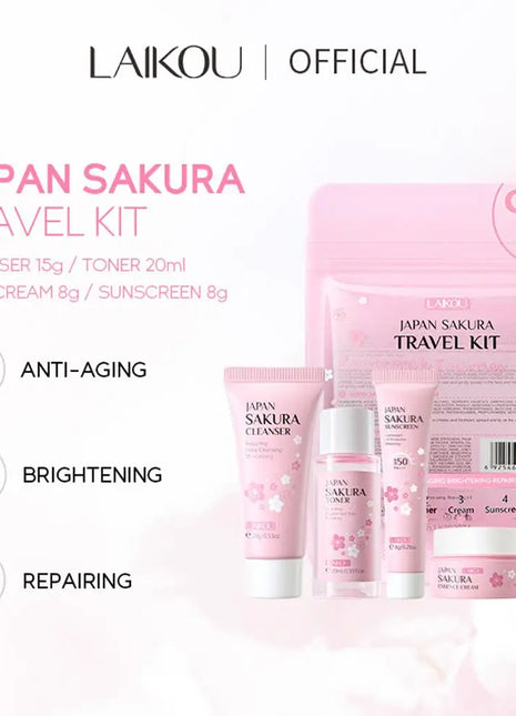 Sakura-juegos y kits para el cuidado de la piel con limpiador, suero, crema para ojos, crema de esencia, productos de belleza para mujeres, juegos de regalo, Kit de viaje de rutina