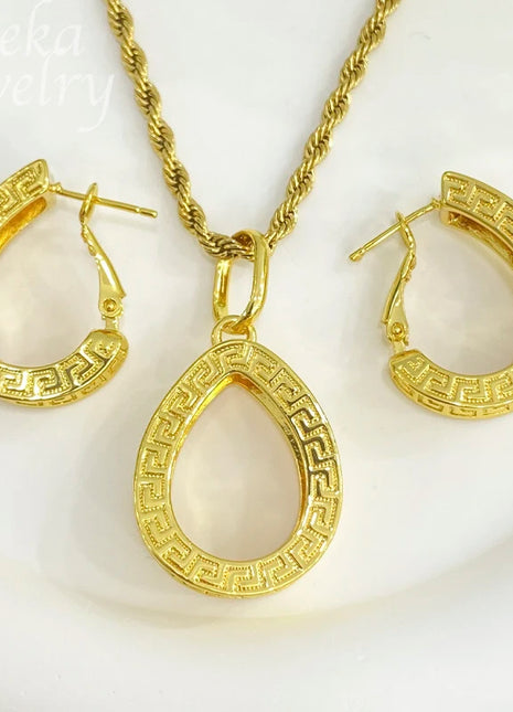 Conjuntos de joyería dorada de Dubái para mujer, collar nupcial italiano de lujo, pendientes colgantes, accesorios para fiesta de boda, regalos para mujer