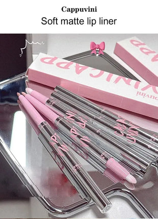 Delineador de labios desnudo con pincel de labios Cappuvini Maquillaje de labios de estilo coreano Lápiz labial mate de terciopelo de larga duración