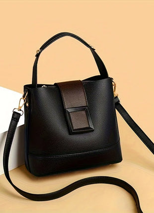Elegant Solid Color Bucket Bag with Adjustable Shoulder Strap Versatile Crossbody Handbag for Women, Lightweight with Zipper.