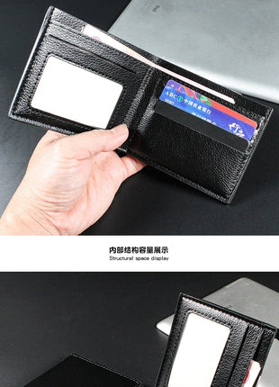 Cartera para hombre, billeteras de cuero genuino para hombre, producto Premium, billeteras de Cuero de vaca Real para hombre, Walet corto negro, Portefeuille Homme