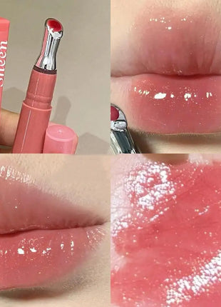 Brillo labial con vitamina E, suero labial hidratante y voluminizador, brillo labial con color, bálsamo labial humectante para labios brillantes, translúcidos y suaves.
