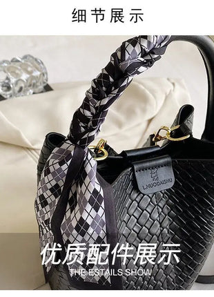 Bolso tipo cubo tejido a mano para mujer, Mini bolso tipo cubo con cadena, bandolera para mujer, bolso Hobo de verano