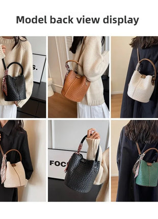 Bolso bandolera cilíndrico de piel sintética para mujer, bolso de hombro de mano de nuevo estilo a la moda, bolso tipo cubo para ir al trabajo de gran capacidad