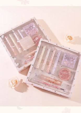 Set de belleza de 8 piezas con maquillaje de lápiz labial, corrector, sombra de ojos, cejas y rubor