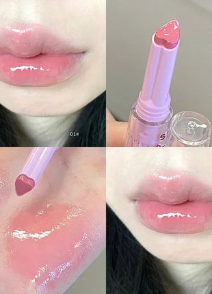 Lápiz labial hidratante, resistente al agua, esmalte de labios de gelatina, espejo de agua, brillo de labios en forma de corazón, taza antiadherente, cosmético coreano