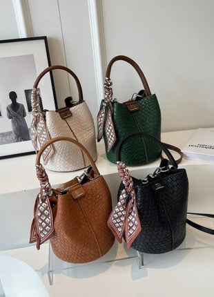 Bolso bandolera cilíndrico de piel sintética para mujer, bolso de hombro de mano de nuevo estilo a la moda, bolso tipo cubo para ir al trabajo de gran capacidad