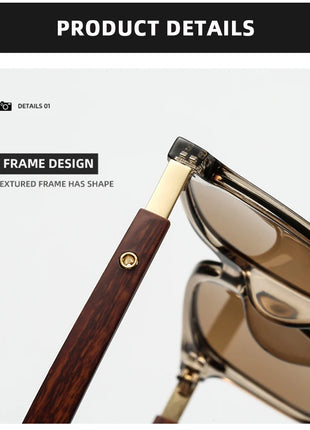 Gafas de sol clásicas de grano de madera para hombre y mujer, lentes de sol cuadradas de gran tamaño Retro, moda masculina y femenina, gafas de sol para conducir para vacaciones de verano
