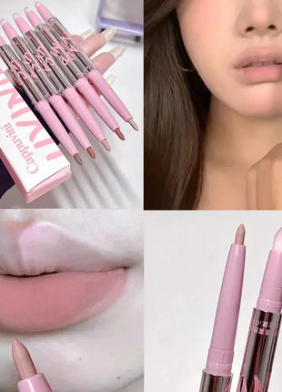 Delineador de labios desnudo con pincel de labios Cappuvini Maquillaje de labios de estilo coreano Lápiz labial mate de terciopelo de larga duración