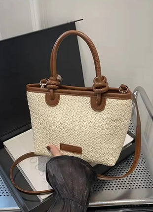 Nuevos bolsos cruzados tejidos de paja para mujer, bolsos de hombro tipo Bombonera para vacaciones de verano, bolsos de playa para verano