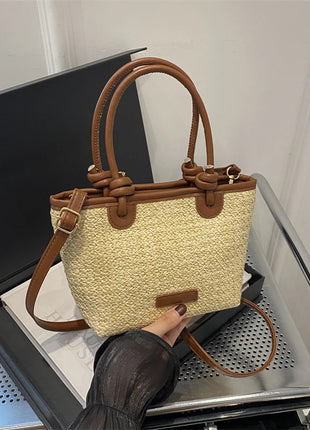 Nuevos bolsos cruzados tejidos de paja para mujer, bolsos de hombro tipo Bombonera para vacaciones de verano, bolsos de playa para verano