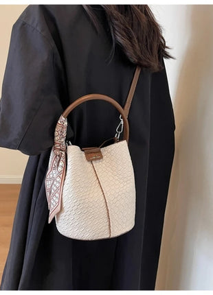 Bolso bandolera cilíndrico de piel sintética para mujer, bolso de hombro de mano de nuevo estilo a la moda, bolso tipo cubo para ir al trabajo de gran capacidad