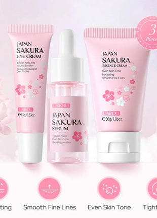 5/3 unids/set Sakura juegos para el cuidado de la piel crema Facial suero tóner limpiador Facial protector solar crema para ojos caja de regalo producto para el cuidado de la piel Facial