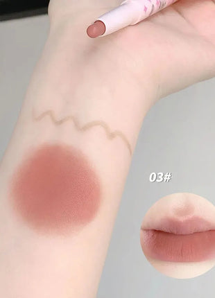 Pintalabios perlado mate de terciopelo, delineador de labios de doble punta, labios completos, delineador de labios desnudo, encantador, dulce, perrito