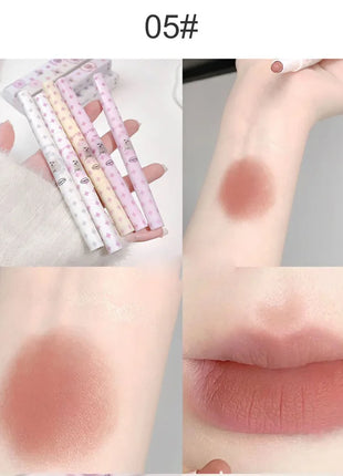 Pintalabios perlado mate de terciopelo, delineador de labios de doble punta, labios completos, delineador de labios desnudo, encantador, dulce, perrito