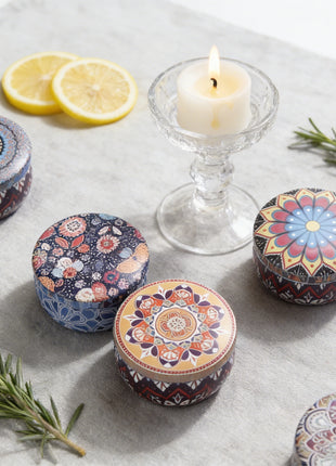 1 paquete de velas de aromaterapia con fragancia de jamón, velas de aromaterapia con lata pequeña, disponible en una flor de té blanca, hierba de cola de zorra, jazmín, vainilla, fresía, aroma de leche de coco