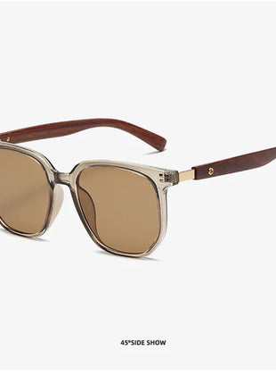 Gafas de sol clásicas de grano de madera para hombre y mujer, lentes de sol cuadradas de gran tamaño Retro, moda masculina y femenina, gafas de sol para conducir para vacaciones de verano