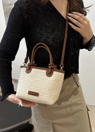 Nuevos bolsos cruzados tejidos de paja para mujer, bolsos de hombro tipo Bombonera para vacaciones de verano, bolsos de playa para verano