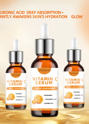 Suero de vitamina C con ácido hialurónico: rápida absorción, hidratación profunda, no graso, nutrición las 24 horas para una piel brillante instantánea