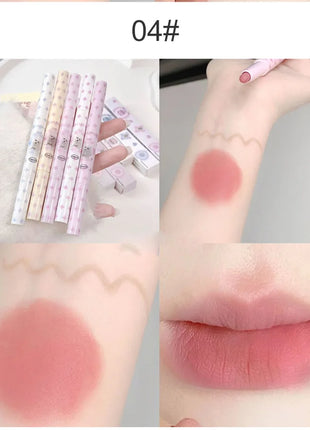 Pintalabios perlado mate de terciopelo, delineador de labios de doble punta, labios completos, delineador de labios desnudo, encantador, dulce, perrito