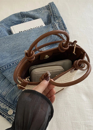 Nuevos bolsos cruzados tejidos de paja para mujer, bolsos de hombro tipo Bombonera para vacaciones de verano, bolsos de playa para verano