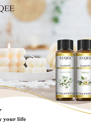 EUQEE 10ML aceites esenciales naturales eucalipto menta vainilla lavanda limón aceite de organo para humidificador DIY jabón, fabricación de velas