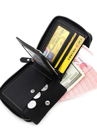 Cartera de cuero para hombre, monedero de lujo para hombre, tarjeteros con cremallera y bolsillo para monedas, billeteras Rfid, regalos para hombre, bolsa de dinero