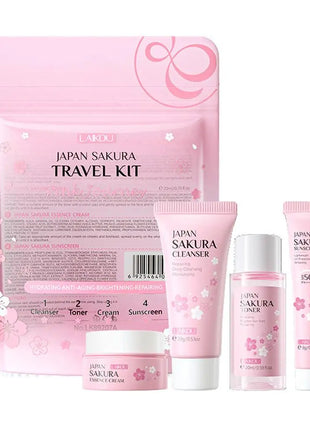 Sakura-juegos y kits para el cuidado de la piel con limpiador, suero, crema para ojos, crema de esencia, productos de belleza para mujeres, juegos de regalo, Kit de viaje de rutina