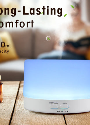 Difusor de aceites esenciales de 500ml, difusor silencioso de niebla aromática, difusor de aroma, humidificador de aire ultrasónico con Control remoto de grano de madera