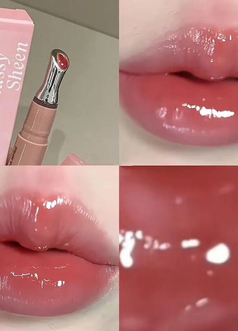 Brillo labial con vitamina E, suero labial hidratante y voluminizador, brillo labial con color, bálsamo labial humectante para labios brillantes, translúcidos y suaves.