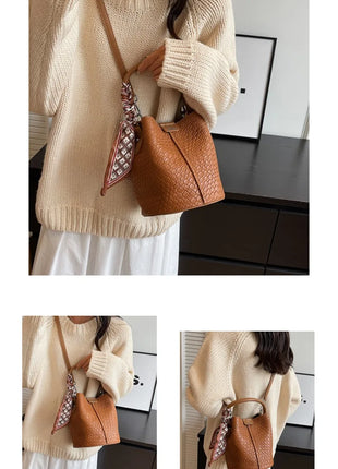 Bolso bandolera cilíndrico de piel sintética para mujer, bolso de hombro de mano de nuevo estilo a la moda, bolso tipo cubo para ir al trabajo de gran capacidad