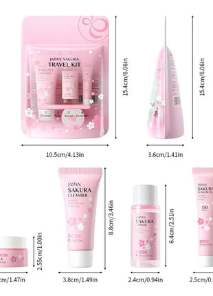 Sakura-juegos y kits para el cuidado de la piel con limpiador, suero, crema para ojos, crema de esencia, productos de belleza para mujeres, juegos de regalo, Kit de viaje de rutina