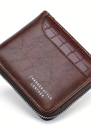Cartera de cuero para hombre, monedero de lujo para hombre, tarjeteros con cremallera y bolsillo para monedas, billeteras Rfid, regalos para hombre, bolsa de dinero
