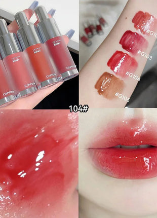 Brillo de labios para biberones Cappuvini: acabado de espejo hidratante, brillo de labios efecto vidrio para labios similares a la gelatina,