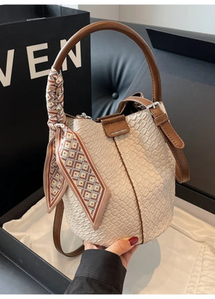 Bolso bandolera cilíndrico de piel sintética para mujer, bolso de hombro de mano de nuevo estilo a la moda, bolso tipo cubo para ir al trabajo de gran capacidad