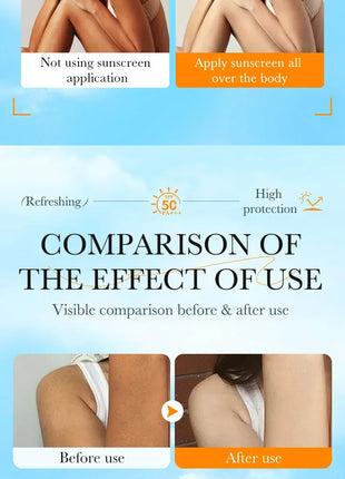 Crema de protección solar Facial SPF 50+, loción Solar protectora corporal de larga duración, no grasa, previene quemaduras solares, protección UV, bloqueador solar