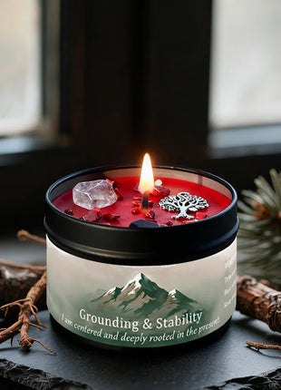 Velas perfumadas de 3 oz, aroma de lavanda y manzanilla con cristales curativos, ideales para regalos navideños, Navidad/Halloween y decoración del hogar