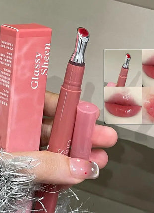 Brillo labial con vitamina E, suero labial hidratante y voluminizador, brillo labial con color, bálsamo labial humectante para labios brillantes, translúcidos y suaves.