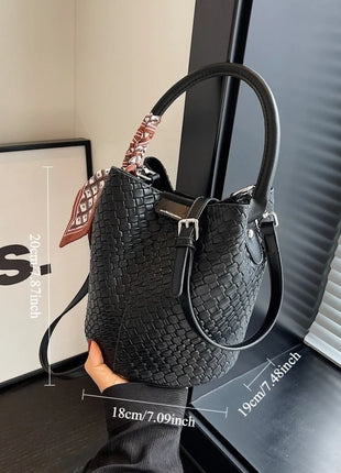 Bolso bandolera cilíndrico de piel sintética para mujer, bolso de hombro de mano de nuevo estilo a la moda, bolso tipo cubo para ir al trabajo de gran capacidad