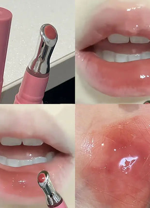 Brillo labial con vitamina E, suero labial hidratante y voluminizador, brillo labial con color, bálsamo labial humectante para labios brillantes, translúcidos y suaves.