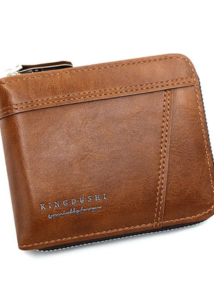Cartera de cuero para hombre, monedero de lujo para hombre, tarjeteros con cremallera y bolsillo para monedas, billeteras Rfid, regalos para hombre, bolsa de dinero