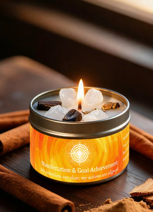 Velas perfumadas de 3 oz, aroma de lavanda y manzanilla con cristales curativos, ideales para regalos navideños, Navidad/Halloween y decoración del hogar