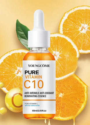 Esencia Facial de vitamina C, ácido hialurónico, suero iluminador de piel oscura, se desvanece, líneas finas, reparación hidratante, suero opaco, cuidado de la piel Facial