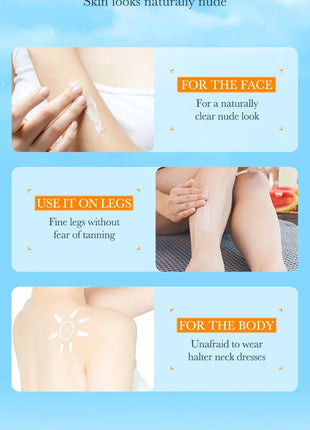 Crema de protección solar Facial SPF 50+, loción Solar protectora corporal de larga duración, no grasa, previene quemaduras solares, protección UV, bloqueador solar